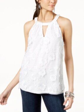 INC International Concepts Womens Textured Lace front Halter Top